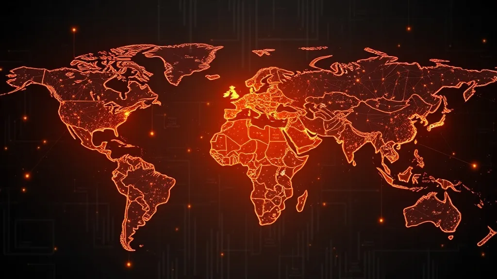 A high-tech digital map of the world with glowing connection